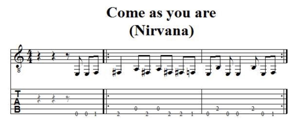 Tablature de "Come as you are" de Nirvana : comment lire une tablature en moins pour 5 min